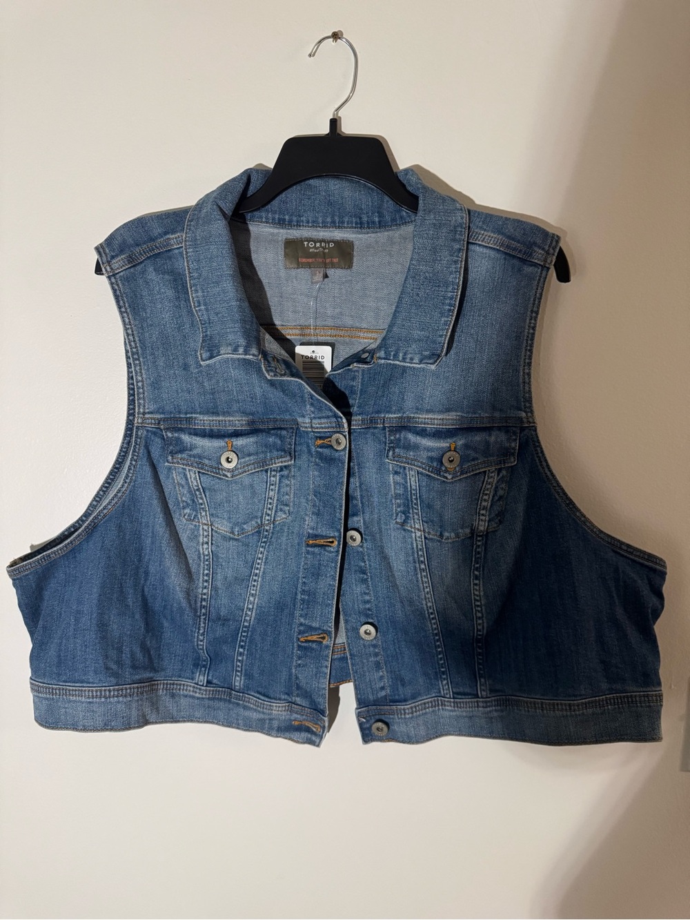 torrid Blue Washed Denim Vest with Button Front